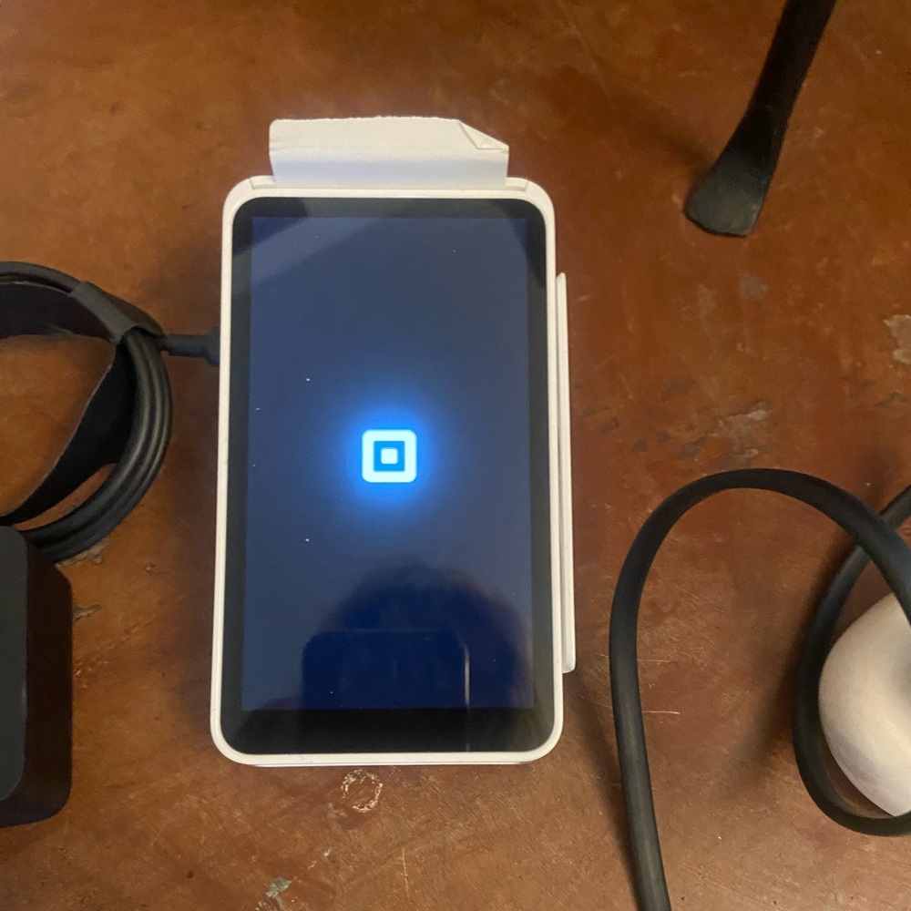 Square Payment Terminal with Blue Display